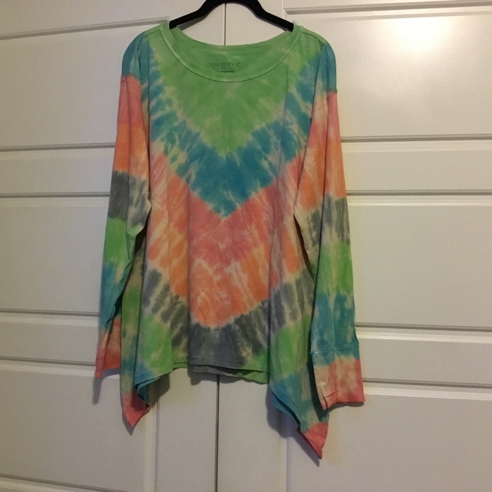 Seed to style - women’s tie dye long sleeve tee large